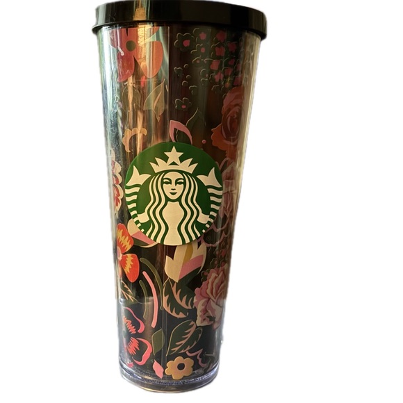 NEW with Tag ban.do+Starbucks Collab Venti Cup Black Floral with Straw - Picture 1 of 8